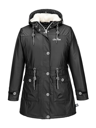 SCHIETWETTER Damen Regenjacke Goldfell Gerdea, Friesennerz, Regenparka, Anorak, Regenmantel gefüttert, wasserdicht, winddicht black 40 von SCHIETWETTER