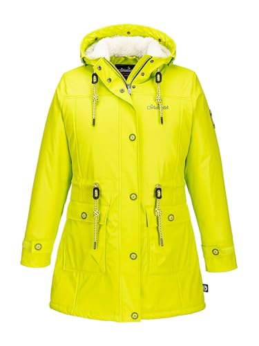 SCHIETWETTER Damen Regenjacke Goldfell Gerda, Friesennerz, Regenparka, Anorak, Regenmantel gefüttert, wasserdicht, Winddicht Lime 40 von SCHIETWETTER