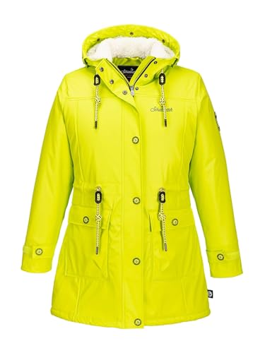 SCHIETWETTER Damen Regenjacke Goldfell Gerdea, Friesennerz, Regenparka, Anorak, Regenmantel gefüttert, wasserdicht, winddicht lime 42 von SCHIETWETTER