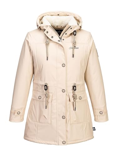 SCHIETWETTER Damen Regenjacke Goldfell Gerdea, Friesennerz, Regenparka, Anorak, Regenmantel gefüttert, wasserdicht, winddicht sand 42 von SCHIETWETTER