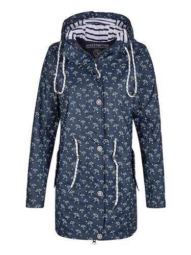 SCHIETWETTER Damen Regenjacke Kiel, Friesennerz, Schirm-Motiv, wasserdicht, winddicht navy-weiss 38 von SCHIETWETTER