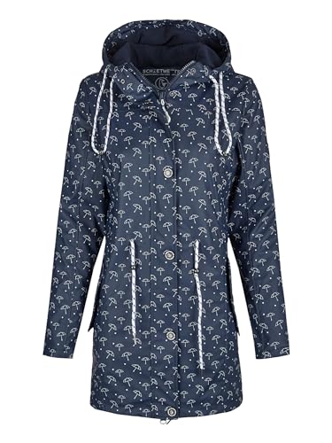 SCHIETWETTER Damen Regenjacke Lübeck, Friesennerz, Minimalprint, Regenmantel, Regenparka, wasserdicht, winddicht navy-weiss 46 von SCHIETWETTER