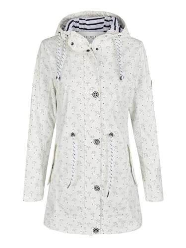 SCHIETWETTER Damen Regenjacke Kiel, Friesennerz, Schirm-Motiv, wasserdicht, winddicht weiss-navy 34 von SCHIETWETTER