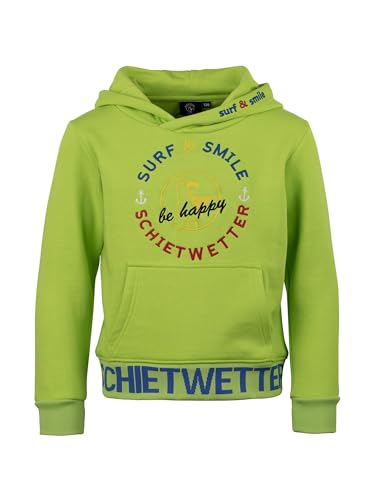 SCHIETWETTER Unisex Kinder Hoodie Haifisch Jost, Kapuzenpullover für Mädchen und Jungs, Sweater mit Stickerei Lime 116 von SCHIETWETTER