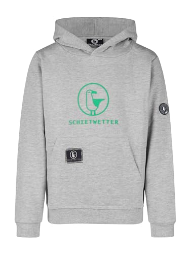 SCHIETWETTER Unisex Kinder Hoodie Toni, Kapuzenpullover, Kapuzenhoodie, Sweater, Sweatshirt, kuschelig, mit Kängurutasche Grey Mel/neon Green 176 von SCHIETWETTER