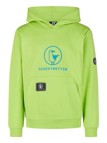 SCHIETWETTER Unisex Kinder Hoodie Toni, Kapuzenpullover, Kapuzenhoodie, Sweater, Sweatshirt, kuschelig, mit Kängurutasche Lime/azuro 140 von SCHIETWETTER