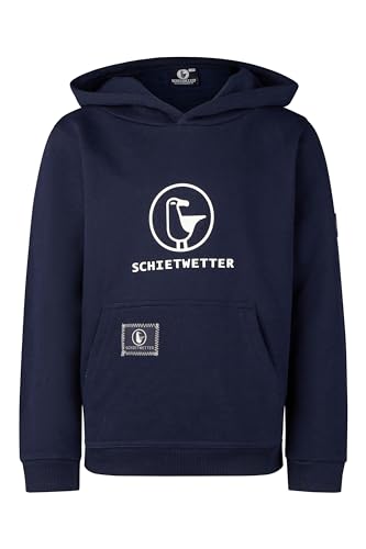 SCHIETWETTER Unisex Kinder Hoodie Toni, Kapuzenpullover, Kapuzenhoodie, Sweater, Sweatshirt, kuschelig, mit Kängurutasche Navy/White 140 von SCHIETWETTER