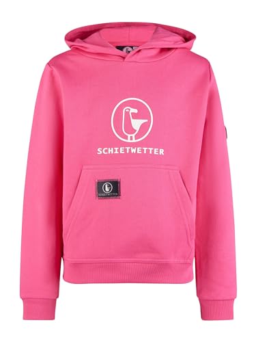 SCHIETWETTER Unisex Kinder Hoodie Toni, Kapuzenpullover, Kapuzenhoodie, Sweater, Sweatshirt, kuschelig, mit Kängurutasche pink/White 128 von SCHIETWETTER