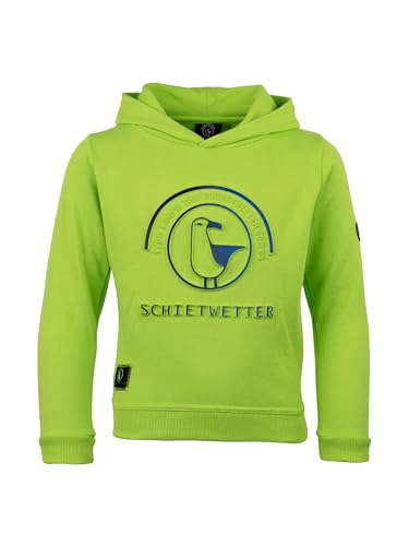 SCHIETWETTER Unisex Kinder Hoodie Toni, Kapuzenpullover mit 3D-Druck, Sweater geprägtes Logo Lime 164 von SCHIETWETTER