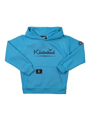 SCHIETWETTER Unisex Kinder Kapuzenpullover Küstenkind, Hoodie für Jungs und Mädchen, Sweater mit Kängurutasche, bedruckt azuro/navy 176 von SCHIETWETTER