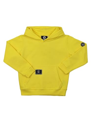 SCHIETWETTER Unisex Kinder Kapuzenpullover Mika, einfarbiger Hoodie für Mädchen und Jungs, Sweater, Longsleeve, Sweatshirt Yellow 176 von SCHIETWETTER