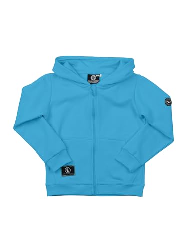 SCHIETWETTER Unisex Kinder Sweatjacke Anouk, Kapuzenpullover mit Reißverschluss für Mädchen und Jungen, Zipper Hoodie, unifarben azuro 140 von SCHIETWETTER