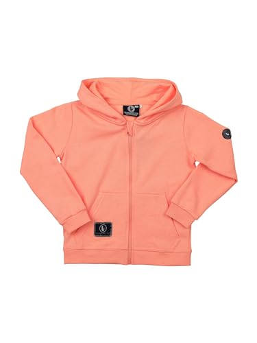 SCHIETWETTER Unisex Kinder Sweatjacke Anouk, Kapuzenpullover mit Reißverschluss für Mädchen und Jungen, Zipper Hoodie, unifarben neon aprikot 116 von SCHIETWETTER