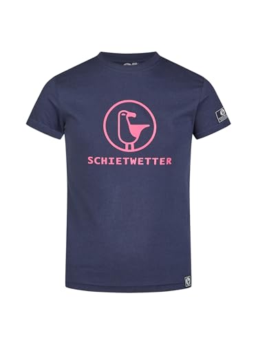 SCHIETWETTER Unisex T-Shirt Lou, 100% Baumwolle, luftig, Logo-Print Navy/pink 128 von SCHIETWETTER