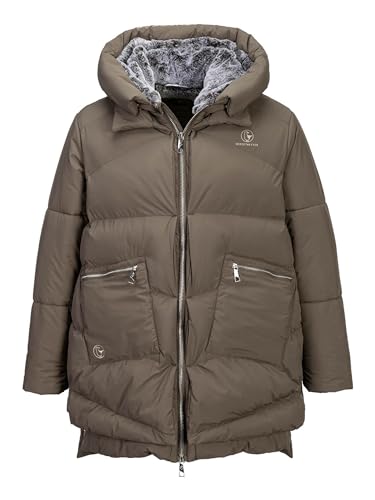 SCHIETWETTER Damen Winterjacke Juna Haifischzahn, Longjacket, Kapuze mit Kuschelfleece, windabweisend, wasserabweisend, isoliert olive 46 von SCHIETWETTER