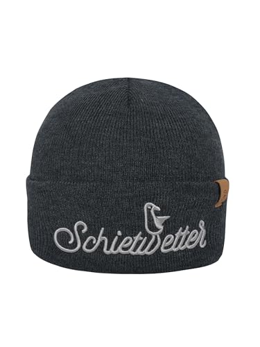 SCHIETWETTER Accessoire Beanie Mütze, Strickmütze, 3D-Stickung, mehrere Farben, Mütze, One Size warm & modisch Anthra Melange OS von SCHIETWETTER