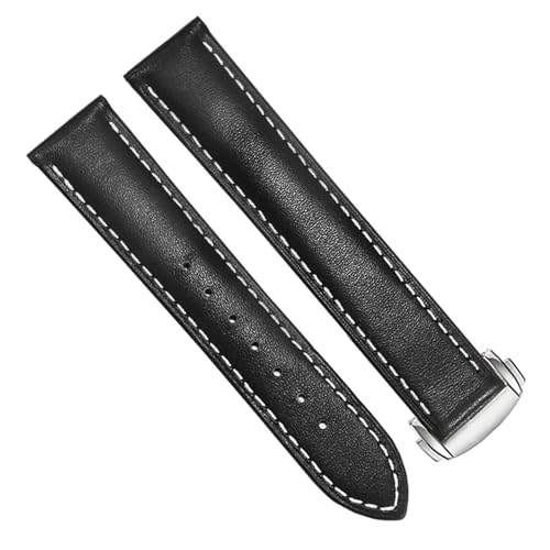 SCHIK Echtes Lederarmband für Omega 300/150, Schwarzbraun, Uhrenarmband, Faltschließe, Zubehör, Handgelenkschlaufe(Black C,20mm) von SCHIK