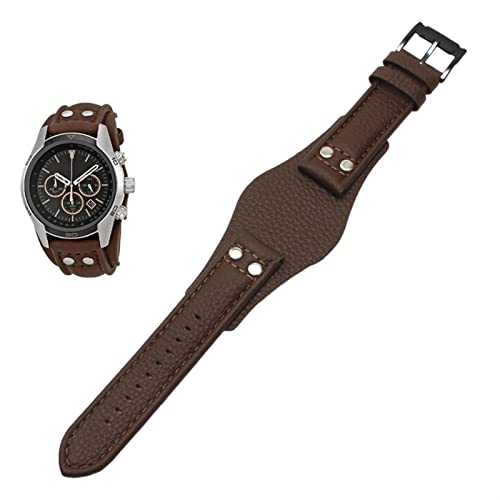 SCHIK Echtleder-Armband für Fossil CH2592 CH2564 CH2565 CH2891CH3051, 22 mm, Herren-Tray-Armband mit Nietenstil, 22 mm, Achat von SCHIK