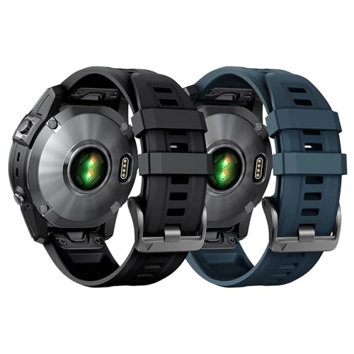 SCHIK Für Fenix ​​8X Band 26mm Fenix ​​6X Fenix ​​5X Quickfit Uhrenarmband Fenix ​​5X Plus Silikonarmband Fenix ​​7X pro Fenix ​​3 Smartwatch Band (Blau + Weiß)(Black+Slate) von SCHIK