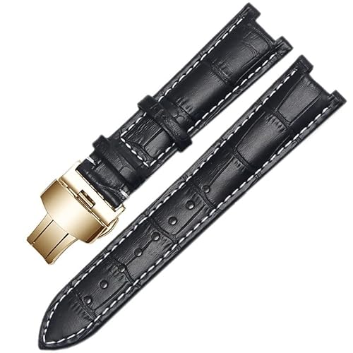 SCHIK Gnuine Lederarmband für GC-Armband, 22 x 13 mm, 20 x 11 mm, gekerbtes Armband mit Edelstahl-Schmetterlings-Schnalle, 20-11mm, Achat von SCHIK