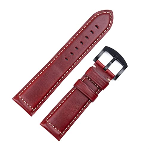 SCHIK Italienisches Vintage-Uhrenarmband, gewachstes Leder, 18 mm, 20 mm, 22 mm, 24 mm, Handgelenkzubehör, 24 mm, Achat von SCHIK