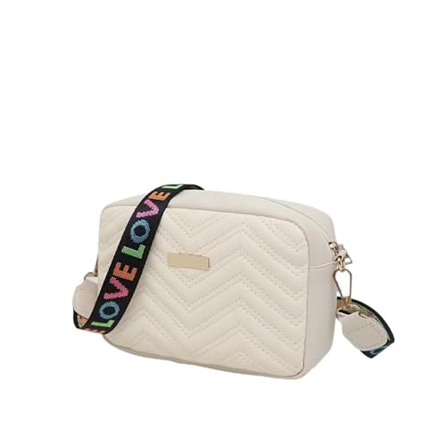 SCHIK Rilibegan bestickte Kameratasche, PU-Material lässig, klein, quadratisch, vielseitig, einzelne Umhängetasche, bedruckter Schultergurt, beige, Einheitsgröße SCHIK Rilibegan bestickte Kameratasche, PU-Material lässig, klein, quadratisch, vielseitig, einzelne Umhängetasche, bedruckter Schultergurt, beige, Einheitsgröße von SCHIK