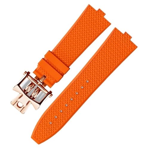 SCHIK Senior FKM Fluorkautschuk-Uhrenarmband für Vacheron Constantin 4500 V 5500 V 7900 Uhrenarmband vc Convex Mouth 7 mm Armbanduhrenband(Orange rose fold) von SCHIK