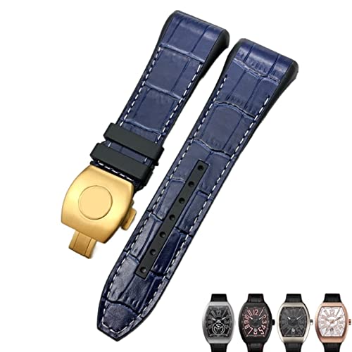 SCHIK Uhrenarmband für Franck Muller, 28 mm, Rindsleder, Silikon, Nylon-Gummi, Faltschnalle, Uhrenarmbänder für Herren, 28mm, Achat von SCHIK