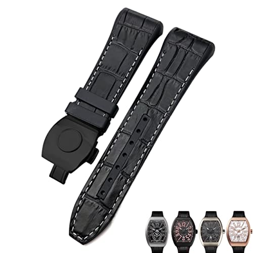 SCHIK Uhrenarmband für Franck Muller, 28 mm, Rindsleder, Silikon, Nylon-Gummi, Faltschnalle, Uhrenarmbänder für Herren, 28mm, Achat von SCHIK