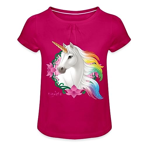 Spreadshirt Schleich Bayala Regenbogeneinhorn Stute Mädchen T-Shirt mit Raffungen, 4 Jahre, Fuchsia von Spreadshirt