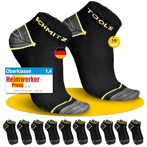 SCHMITZ.Tools Arbeitssocken Herren 43-46 kurz in Premium Qualität - Sneaker Arbeitssocken Sommer - Herren Arbeitssocken mit verstärkter Ferse & Fußspitze - kurze Arbeitssocken Sneaker - 10 Paar von SCHMITZ.Tools