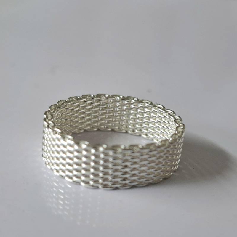 Schöner Flexibler Geflochtener Silberring in Massiv Silber 925 Von Frank Schwope, Gewebter Milanaise Kette-Handgemacht, Ring Gr. 52/16 1/2 von SCHMUCKUNIKATE