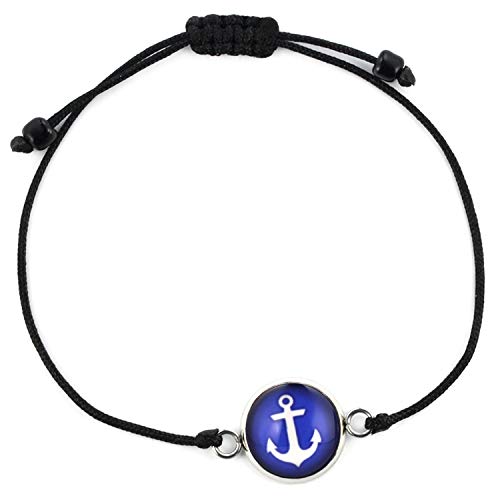 SCHMUCKZUCKER Damen Armband schwarz - Anker - Edelstahl Silber Maritimer Schmuck - kreiert in Deutschland Marine von SCHMUCKZUCKER