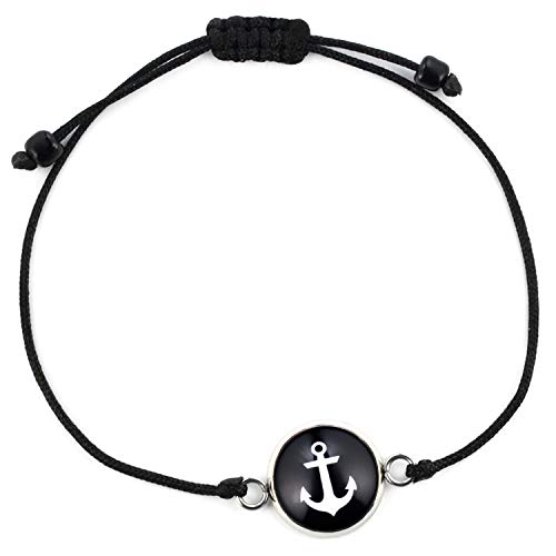 SCHMUCKZUCKER Damen Armband schwarz Motiv Anker Edelstahl Silber Maritimer Schmuck Schwarz von SCHMUCKZUCKER