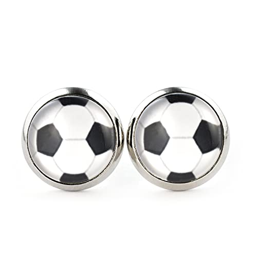 SCHMUCKZUCKER Damen Herren Unisex Ohrstecker Fußball Deutschland Herz Fanartikel Edelstahl Ohrringe Fußball 12mm von SCHMUCKZUCKER