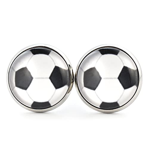 SCHMUCKZUCKER Damen Herren Unisex Ohrstecker Fußball Deutschland Herz Fanartikel Edelstahl Ohrringe Fußball 14mm von SCHMUCKZUCKER