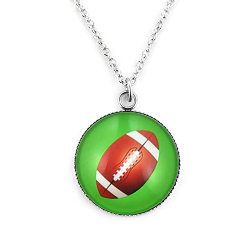 SCHMUCKZUCKER Damen Kette mit Anhänger Motiv Football Edelstahl Silber Grün Großer Anhänger (25mm) - Lange Kette (70cm) von SCHMUCKZUCKER