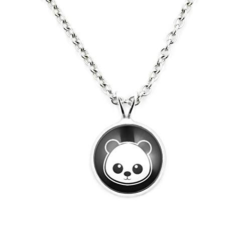 SCHMUCKZUCKER Damen Kette mit Anhänger Motiv Panda Edelstahl Silber-Farben Schwarz Weiss Kleiner Anhänger (14mm) - Kurze Kette (45cm) von SCHMUCKZUCKER