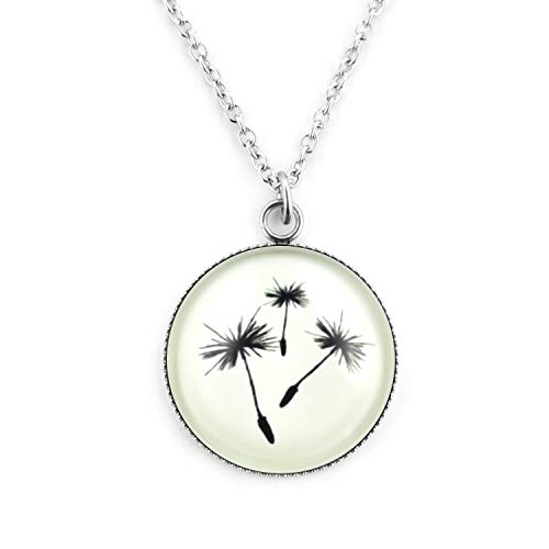 SCHMUCKZUCKER Damen Kette mit Anhänger Motiv Pusteblumen Edelstahl Schmuck Silber-Farben Creme Großer Anhänger (25mm) - Lange Kette (70 cm) von SCHMUCKZUCKER