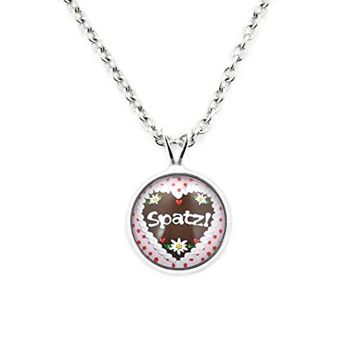 SCHMUCKZUCKER Damen Kette mit Anhänger Motiv Spatzl Edelstahl Silber Braun Rosa Rot Gepunktet Kleiner Anhänger (14mm) von SCHMUCKZUCKER