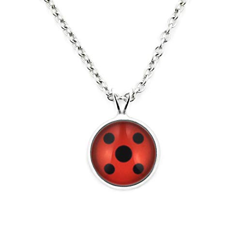 SCHMUCKZUCKER Damen Kinder Kette mit Anhänger Motiv Marienkäfer Edelstahl Silber Rot Schwarz Kleiner Anhänger (14mm) - Kurze Kette (45cm) von SCHMUCKZUCKER