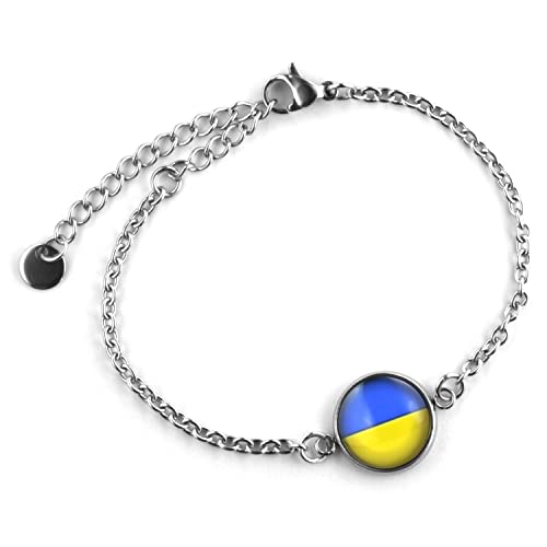 SCHMUCKZUCKER Damen Mädchen Armband Ukraine Flagge Edelstahl Silber Blau Gelb von SCHMUCKZUCKER