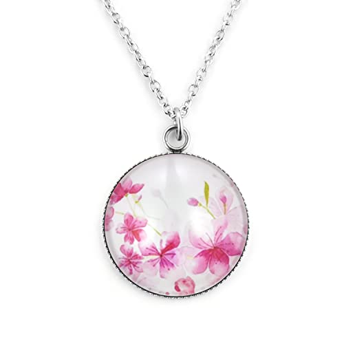 SCHMUCKZUCKER Damen Mädchen Halskette mit Anhänger Motiv Sommer Blüten Blumen lang mit großem Anhänger - Weiss von SCHMUCKZUCKER