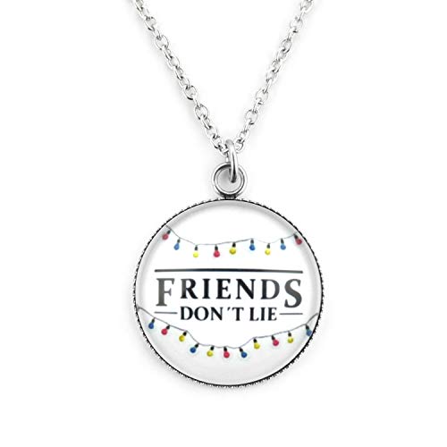 SCHMUCKZUCKER Damen Mädchen Kette mit Anhänger Motiv Friends Don´t Lie Edelstahl Schmuck Silber Weiß Kurze Kette (45cm) von SCHMUCKZUCKER