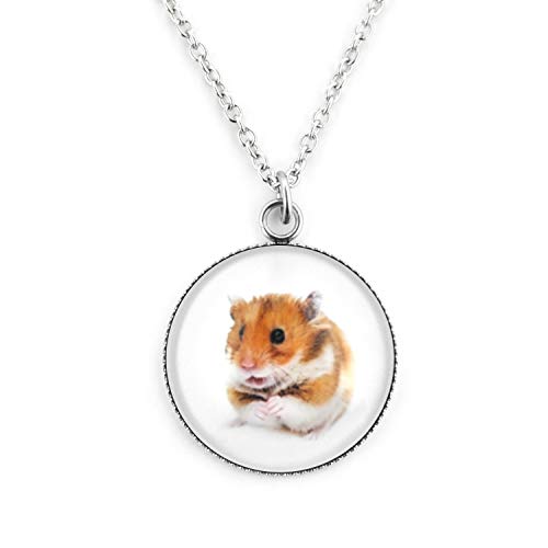 SCHMUCKZUCKER Damen Mädchen Kette mit Anhänger Motiv Hamster Edelstahl Silber Beige Weiß Weiß - Großer Anhänger (25mm) - Kurze Kette (45cm) von SCHMUCKZUCKER