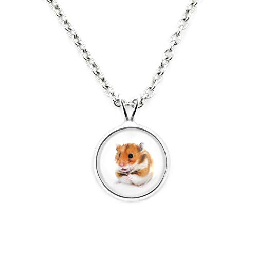 SCHMUCKZUCKER Damen Mädchen Kette mit Anhänger Motiv Hamster Edelstahl Silber Beige Weiß Weiß - Kleiner Anhänger (14mm) - Kurze Kette (45cm) von SCHMUCKZUCKER