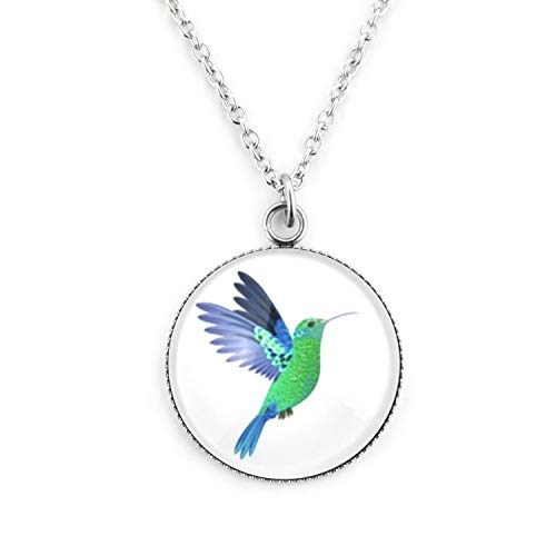 SCHMUCKZUCKER Damen Mädchen Kette mit Anhänger Motiv Kolibri Edelstahl Schmuck Farbe Silber Weiß Großer Anhänger (25mm) - Kurze Kette (45cm) von SCHMUCKZUCKER