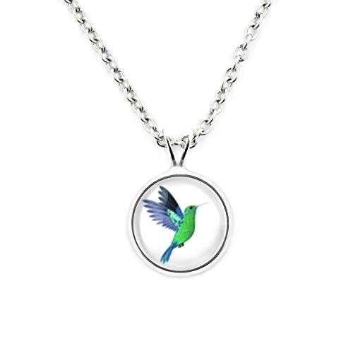 SCHMUCKZUCKER Damen Mädchen Kette mit Anhänger Motiv Kolibri Edelstahl Schmuck Farbe Silber Weiß Kleiner Anhänger (14mm) - Kurze Kette (45cm) von SCHMUCKZUCKER