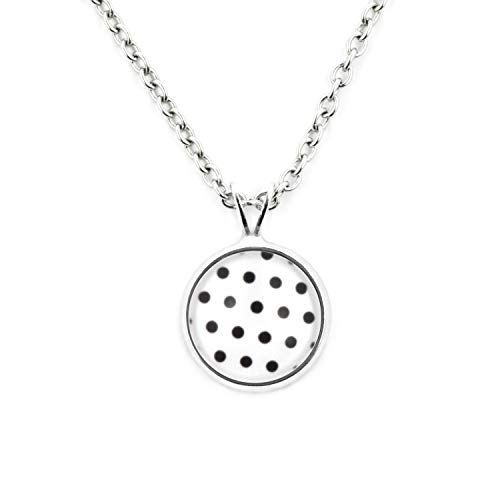 SCHMUCKZUCKER Damen Mädchen Kette mit Anhänger Motiv Punkte Edelstahl Schmuck Silber Weiß Schwarz - Kleiner Anhänger (14mm) - Kurze Kette (45cm) von SCHMUCKZUCKER