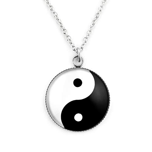 SCHMUCKZUCKER Damen Mädchen Kette mit Anhänger Motiv Yin & Yang Edelstahl Silber Schwarz Weiß Großer Anhänger (25mm) - Lange Kette (70cm) von SCHMUCKZUCKER